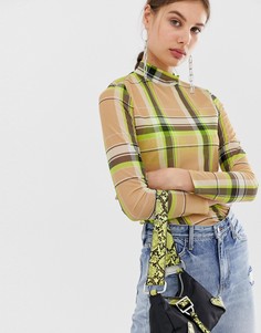 Сетчатый лонгслив в яркую клетку River Island - Желтый