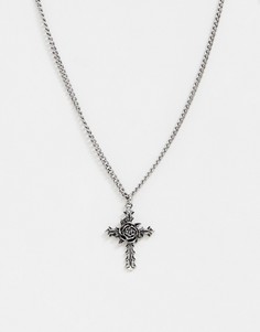 Серебристое ожерелье с подвеской-крестом ASOS DESIGN - Серебряный