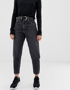 Черные выбеленные джинсы бойфренда премиум-класса с пышными штанинами ASOS DESIGN - Черный