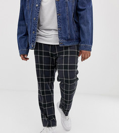 Темно-синие строгие укороченные брюки скинни в клетку с карманами ASOS DESIGN Plus - Темно-синий