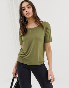 Футболка цвета хаки с открытыми плечами ASOS DESIGN - Зеленый