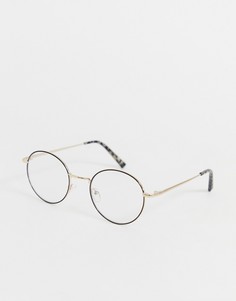 Круглые очки в золотистой оправе с прозрачными стеклами River Island - Золотой