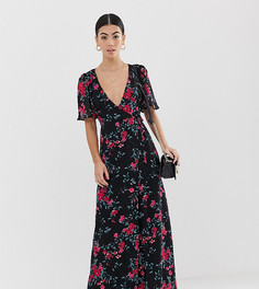 Платье макси из ткани добби с цветочным принтом Fashion Union Petite - Черный
