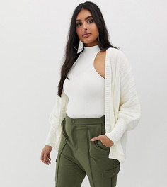 Oversize-кардиган в широкий рубчик ASOS DESIGN Curve - Кремовый