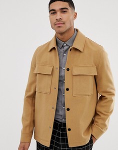 Светло-коричневая куртка без подкладки с добавлением шерсти ASOS DESIGN - Рыжий