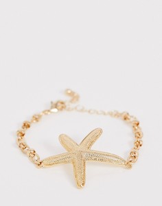 Золотистый браслет-цепочка с подвеской в виде морской звезды ASOS DESIGN - Золотой