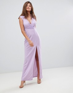Платье макси с V-образным вырезом и разрезом AX Paris - Фиолетовый