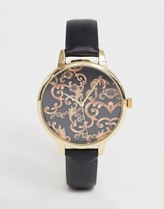 Часы с черным ремешком и принтом в стиле барокко ASOS DESIGN - Мульти