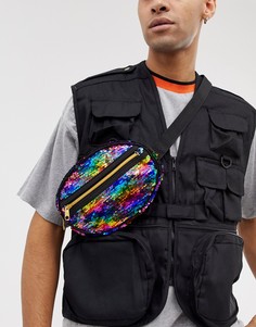 Овальная сумка-кошелек через плечо с разноцветными пайетками ASOS DESIGN - Мульти