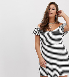 Короткий приталенный сарафан в полоску ASOS DESIGN Curve - Мульти