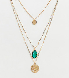 Золотистое многоярусное ожерелье с подвесками и зеленым камнем ALDO Unaellan - Золотой