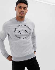 Серый свитшот с круглым вырезом и логотипом Armani Exchange - Серый