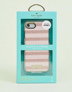 Чехол для iPhone 8 и 7 с блестящими полосками Kate Spade - Розовый