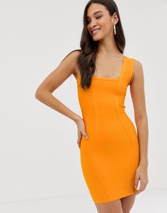 Оранжевое бандажное платье мини с квадратным вырезом The Girlcode - Оранжевый