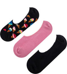 Комплект из трех пар хлопковых носков-следиков Happy Socks