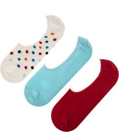Комплект из трех пар хлопковых носков-следиков Happy Socks