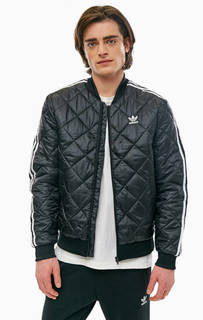 Стеганая куртка-бомбер черного цвета Adidas