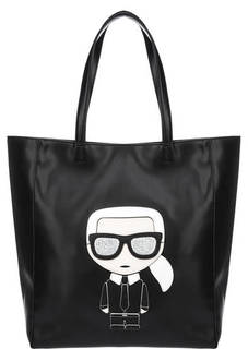 Вместительная кожаная сумка с нашивками Karl Lagerfeld