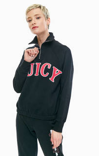 Черный хлопковый свитшот с высоким воротом Juicy by Juicy Couture