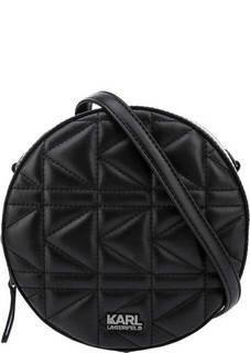 Стеганая кожаная сумка круглой формы Karl Lagerfeld