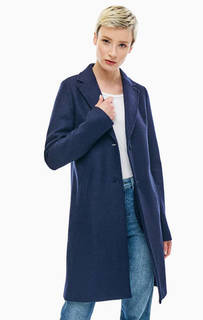 Шерстяное пальто синего цвета на пуговицах Marc Opolo