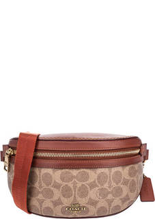 Поясная сумка коричневого цвета на молнии Coach