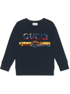 Gucci Kids толстовка Gucci с логотипом и пайетками