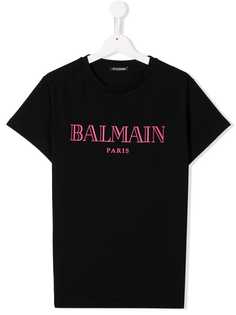 Balmain Kids футболка с принтом логотипа