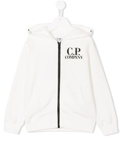 Cp Company Kids толстовка на молнии с капюшоном и логотипом