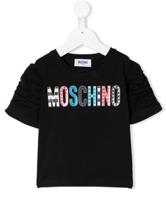 Moschino Kids футболка с мятыми рукавами и логотипом