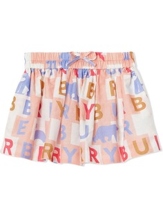 Burberry Kids шорты со шнурком и принтом логотипа