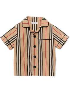 Burberry Kids поплиновая рубашка в полоску Icon с короткими рукавами