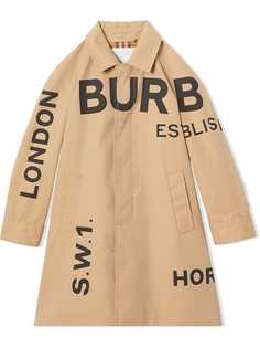 Burberry Kids габардиновое пальто с принтом