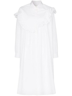 Shushu/Tong button-down ruffle bib shirt dress