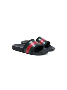 Gucci Kids трехцветные шлепанцы
