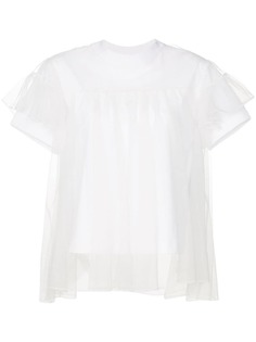Shushu/Tong tulle layered crew neck T-shirt