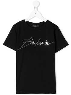 Balmain Kids футболка с принтом логотипа