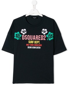 Dsquared2 Kids футболка с цветочной вышивкой