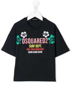 Dsquared2 Kids футболка с цветочной вышивкой