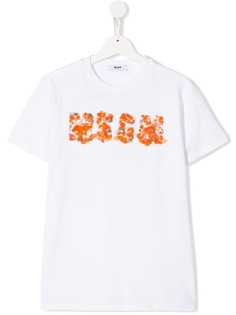 Msgm Kids декорированная футболка с логотипом