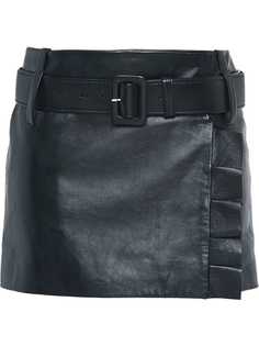 Prada юбка мини с поясом и оборками