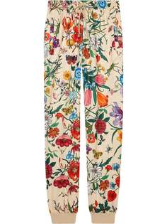 Gucci спортивные брюки с цветочным принтом