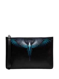 Marcelo Burlon County Of Milan black wing print leather clutch bag