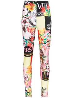 Versace легинсы с цветочным принтом и логотипом