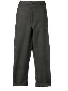 R13 grey checked trousers