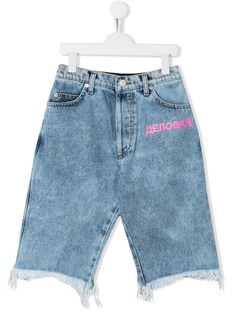 Natasha Zinko Kids джинсовые шорты с необработанным краем