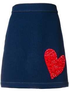 House Of Holland джинсовая юбка с вышивкой сердца