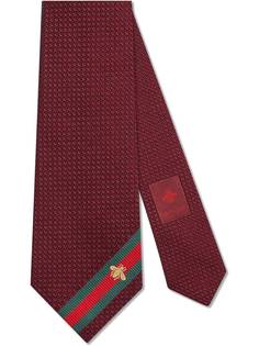 Gucci галстук с отделкой Web и вышитой пчелой