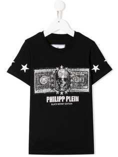 Philipp Plein Junior embellished money print T-shirt