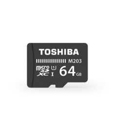 Карта памяти microSDXC UHS-I TOSHIBA M203 64 ГБ, 100 МБ/с, Class 10, THN-M203K0640EA, 1 шт., переходник SD